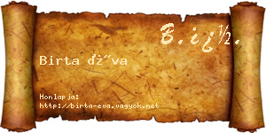 Birta Éva névjegykártya