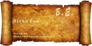 Birta Éva névjegykártya